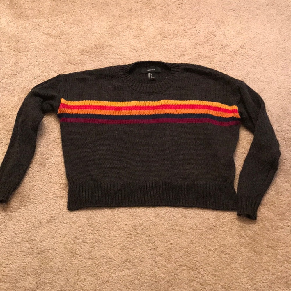 Forever 21 Crop Sweater Multi-Color - Picture 2 of 3
